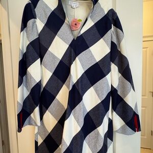 Navy and White Plaid Dress